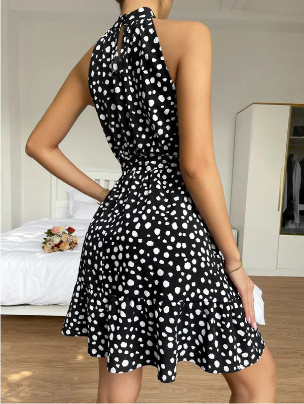 Mini robe à pois dos nu