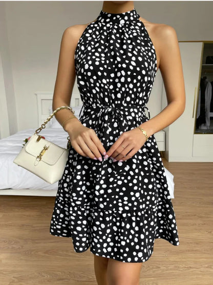 Mini robe à pois dos nu
