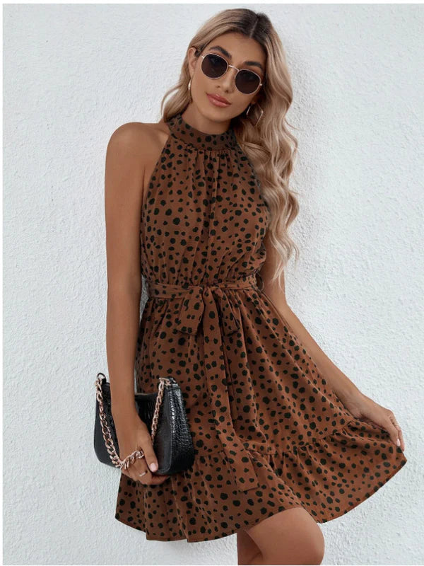 Mini robe à pois dos nu
