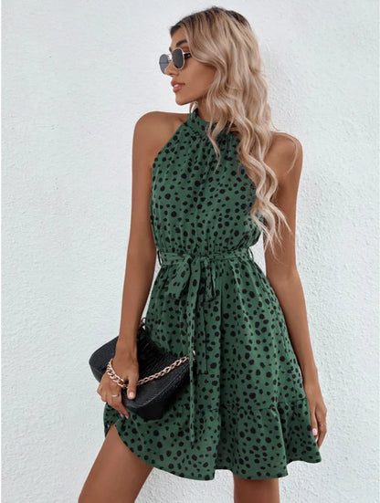 Mini robe à pois dos nu