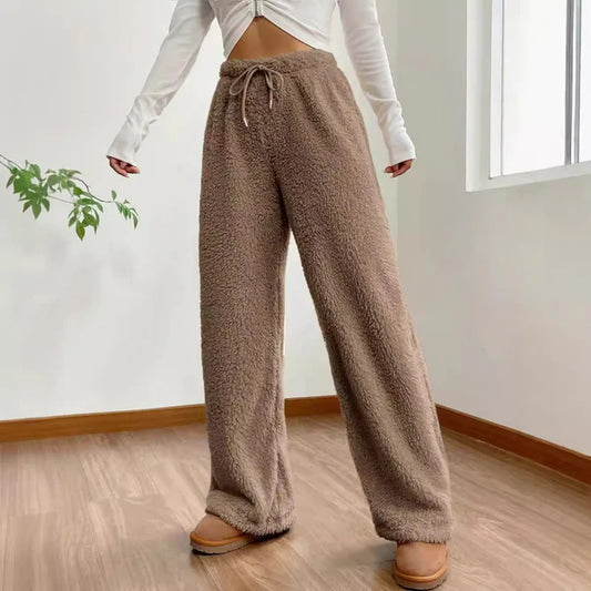 Pantalon large en laine polaire